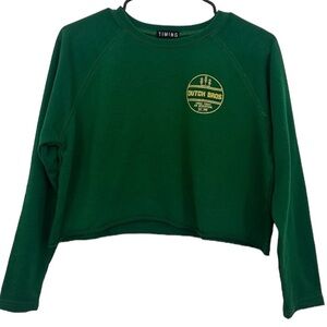 Dutch bros GREEN Cropped Crewneck ‘MAKE TODAY AN ADVENTURE’ MEDIUM EST. 1…